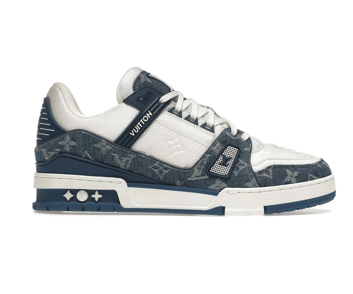 LOUIS VUITTON Lv Trainer Monogram Denim White Blue - White/blue