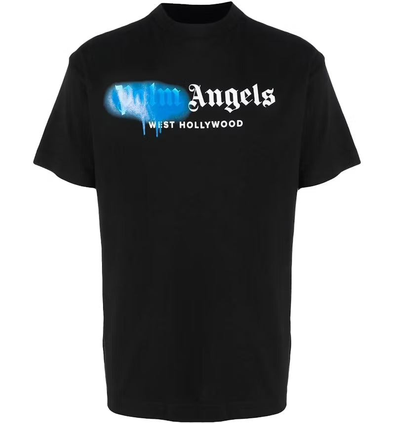 Palm Angels NY Spray Logo Tee – Black / Blue